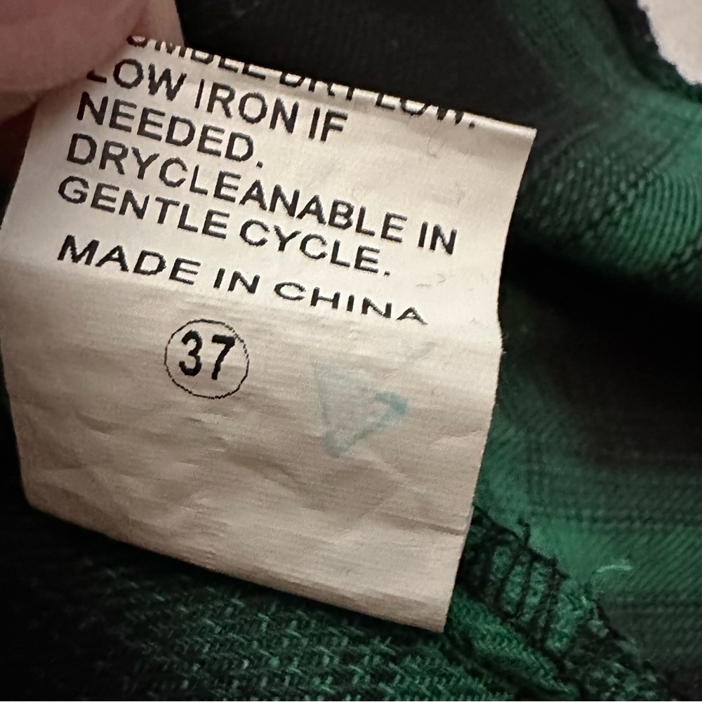 OOAK Upcycled Reworked New York Jets Plaid Flannel Shirt Button Up L Green Black - Picture 7 of 8